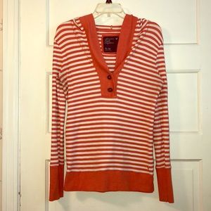 American Eagle striped hooded shirt